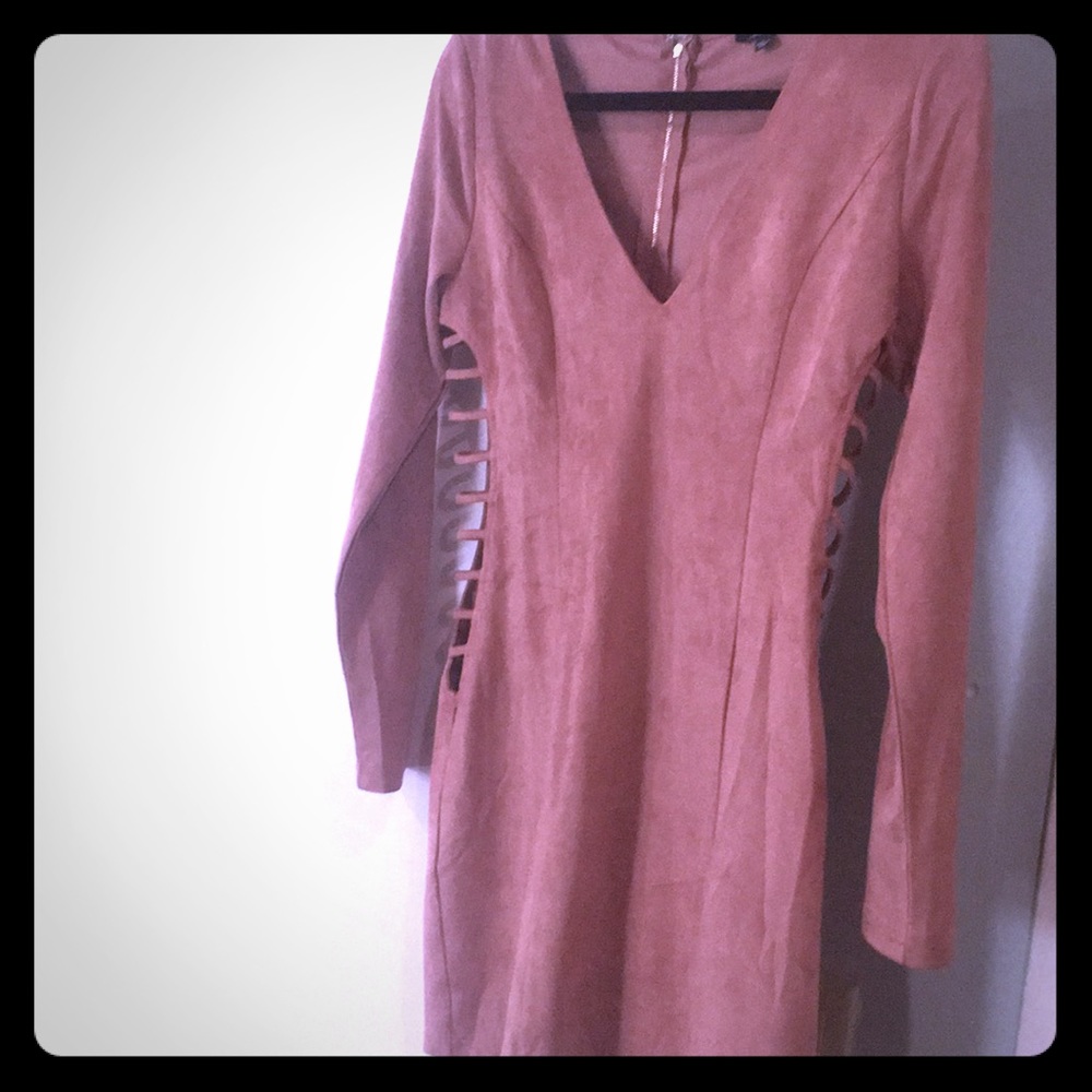 Never been worn Blush Pink Suede side cutout dress